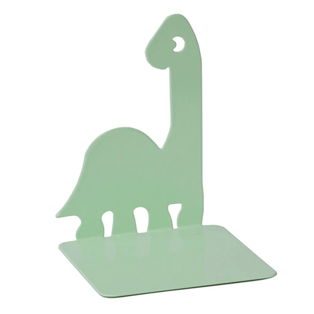 1 Pair Bookends Cartoon Dinosaur Bookshelf Non-slip Metal Book Storage Organizer for Home, School, Office