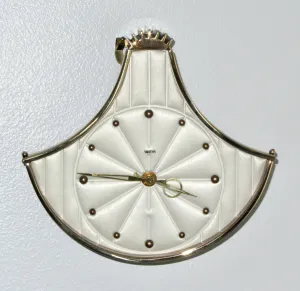 1950s Vintage Smiths Brass Fan Shaped Mechanical Wall Clock