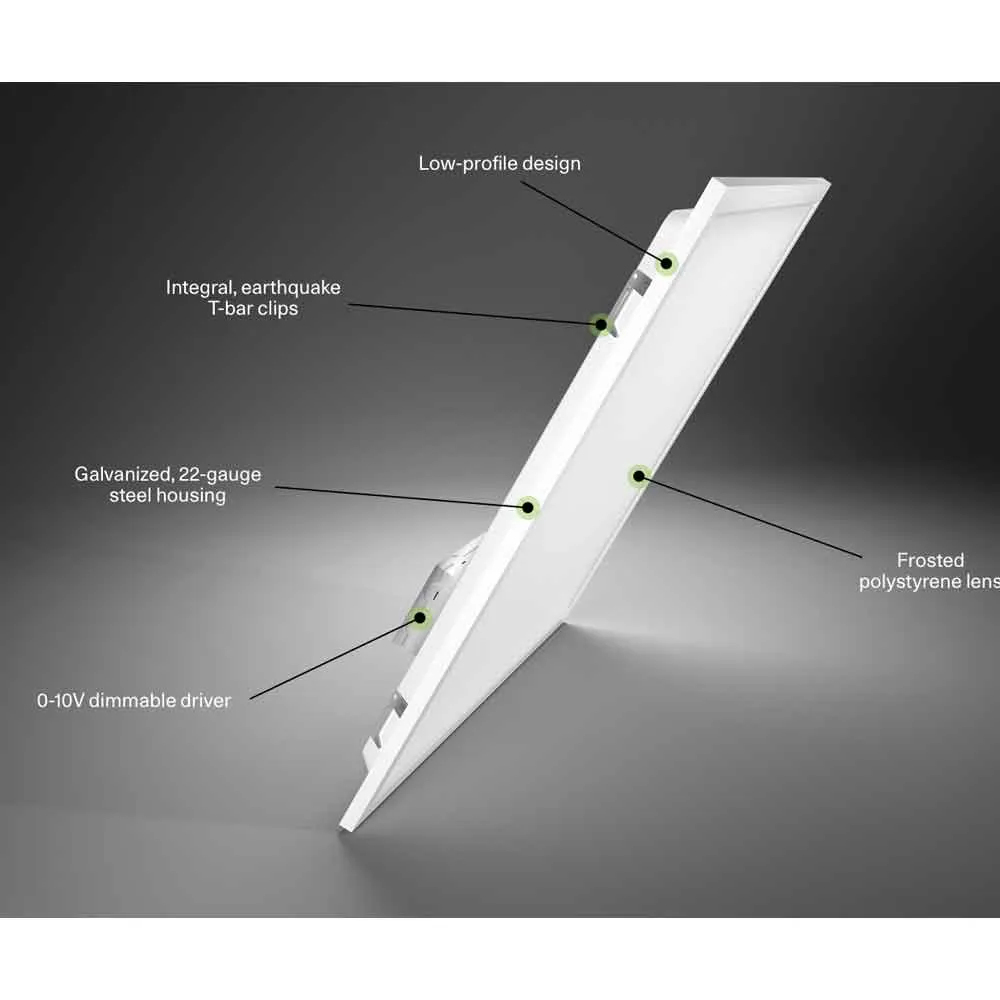 2x2 LED Panel Troffer Light, 2900 Lumens, 30 Watts, 5000K, 120/277V