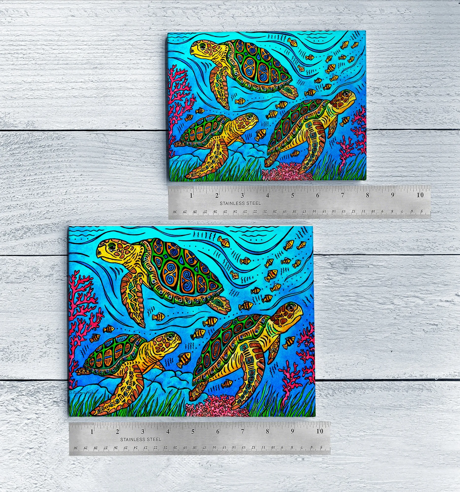 3 Loggerheads Ceramic Tile