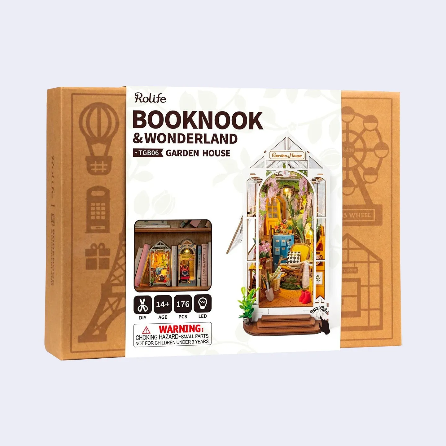 3D Booknook & Wonderland Bookends Kit - Holiday Garden House Book Nook