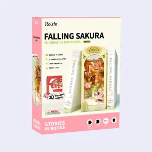 3D Creative Bookends Kit - Falling Sakura Book Nook