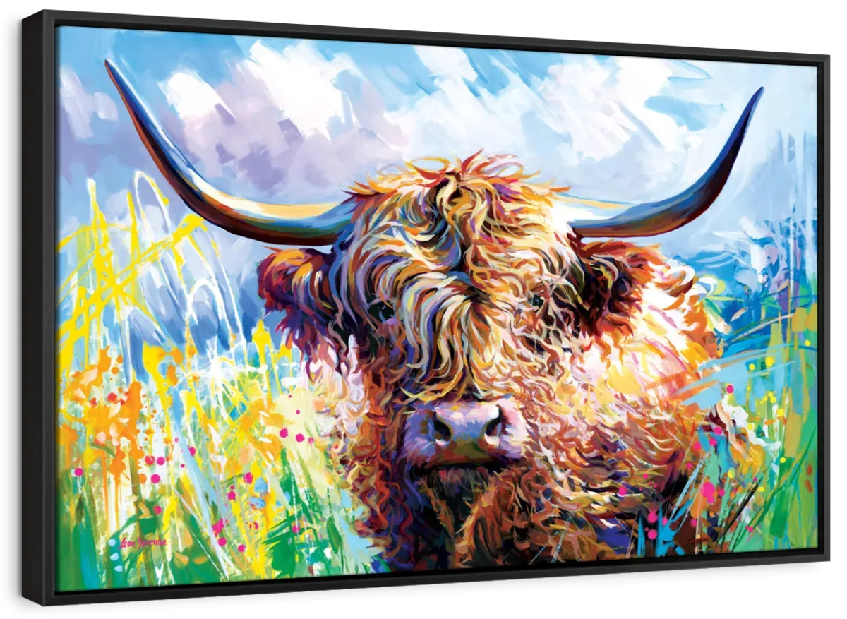 A Colorful Highland Cow Wall Art