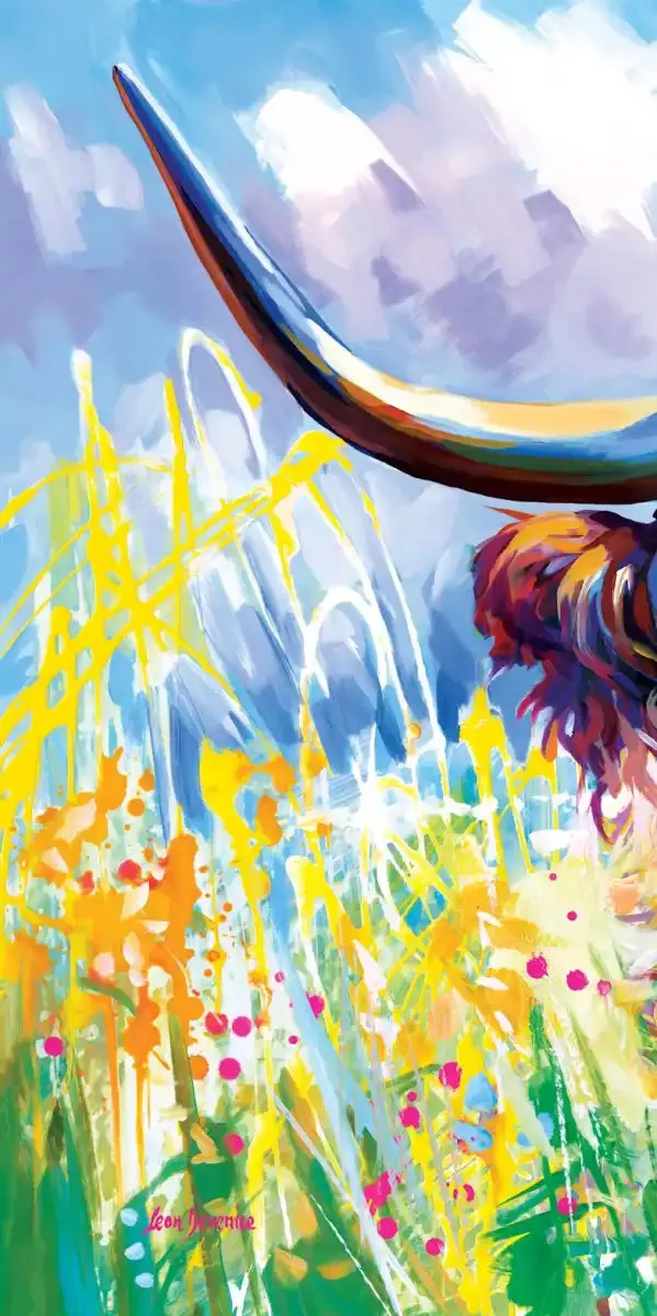 A Colorful Highland Cow Wall Art