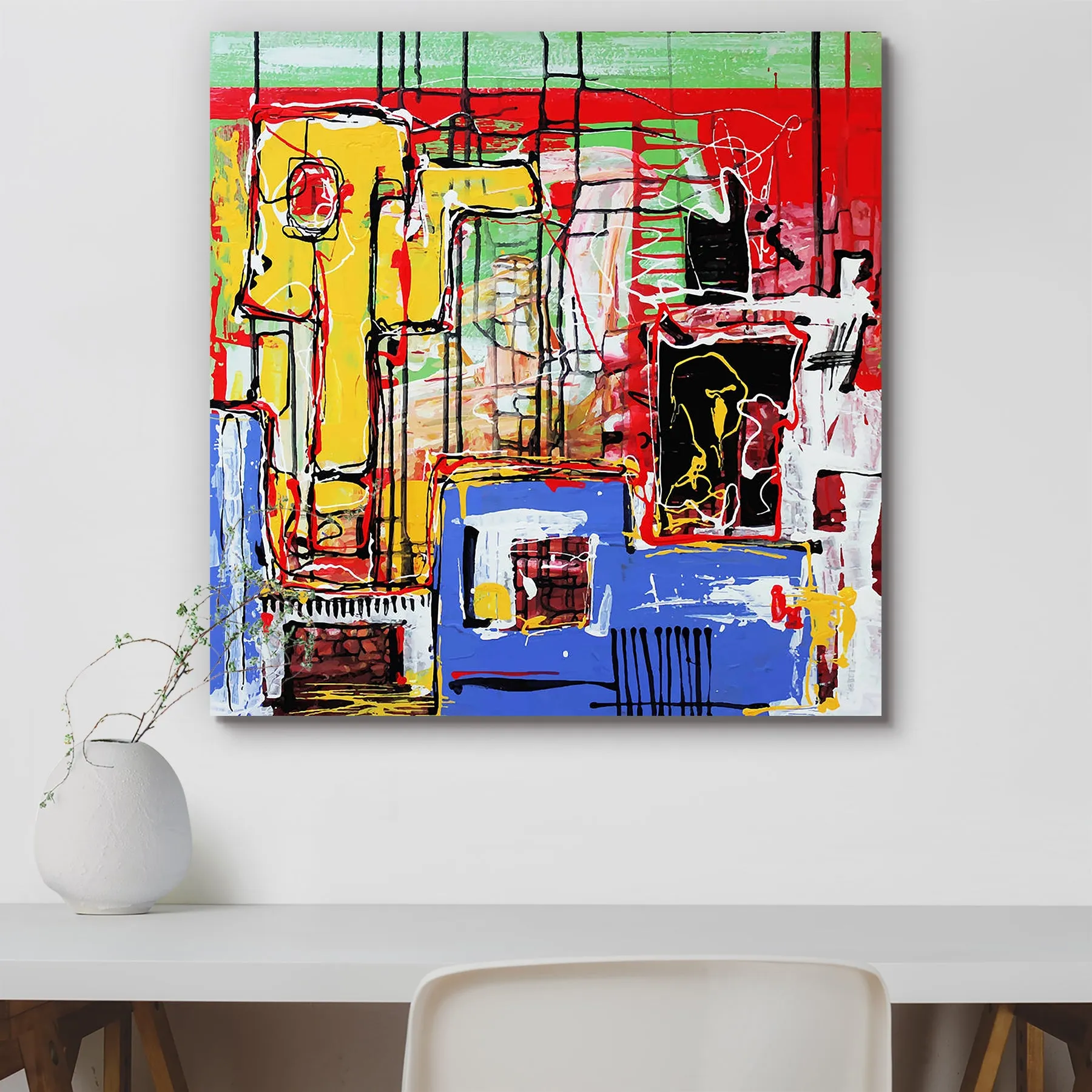 Abstract Artwork D162 Canvas Painting Synthetic Frame