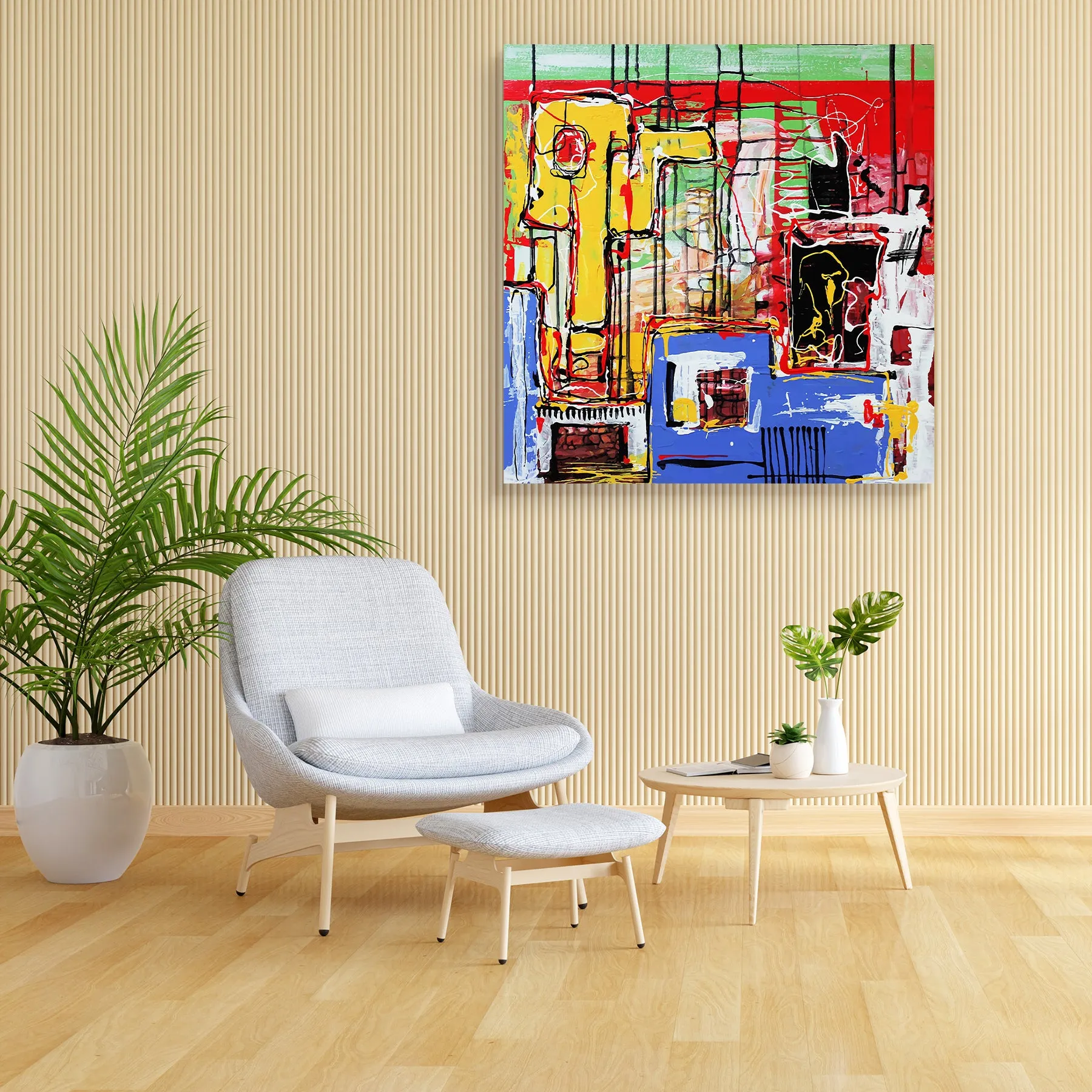 Abstract Artwork D162 Canvas Painting Synthetic Frame