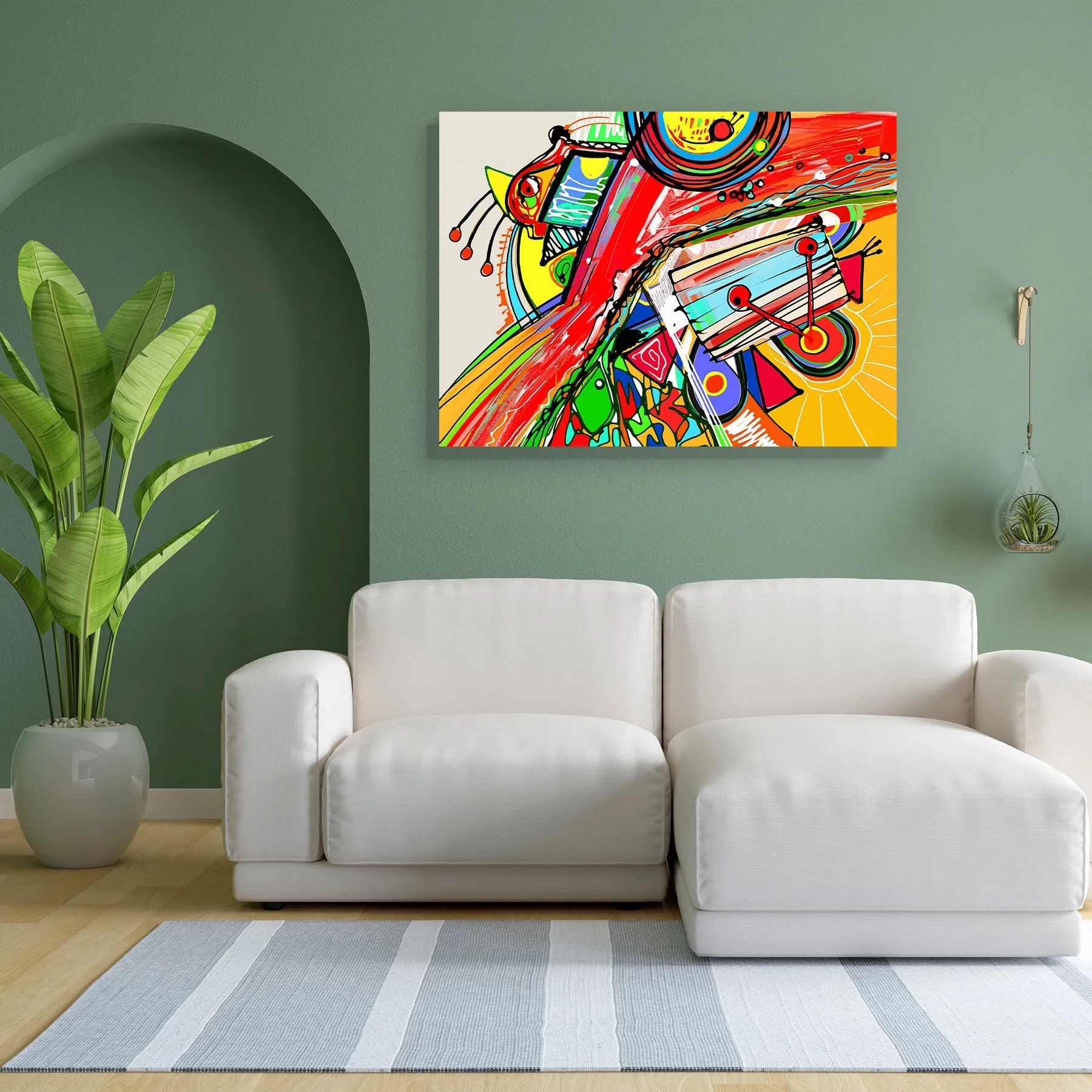 Abstract Artwork D174 Canvas Painting Synthetic Frame