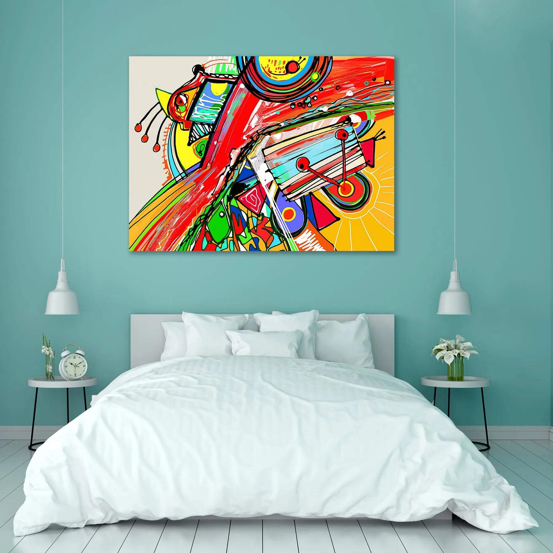 Abstract Artwork D174 Canvas Painting Synthetic Frame