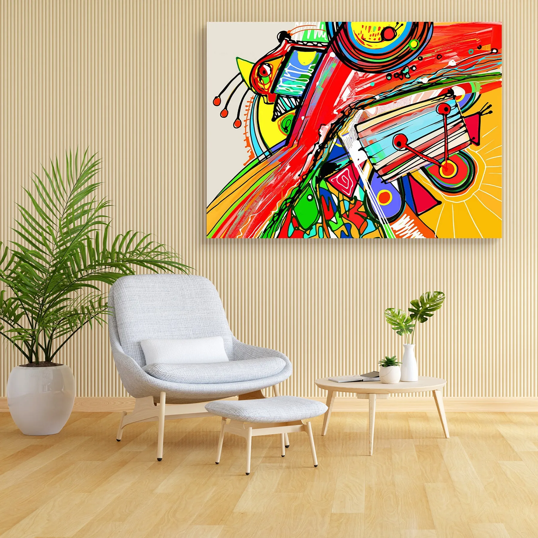 Abstract Artwork D174 Canvas Painting Synthetic Frame