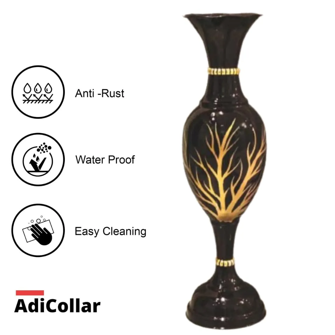 AdiCollar Flower Vase Big Size for Living Room Corner - 25 Inches Long - Black Tree -Pack of 1