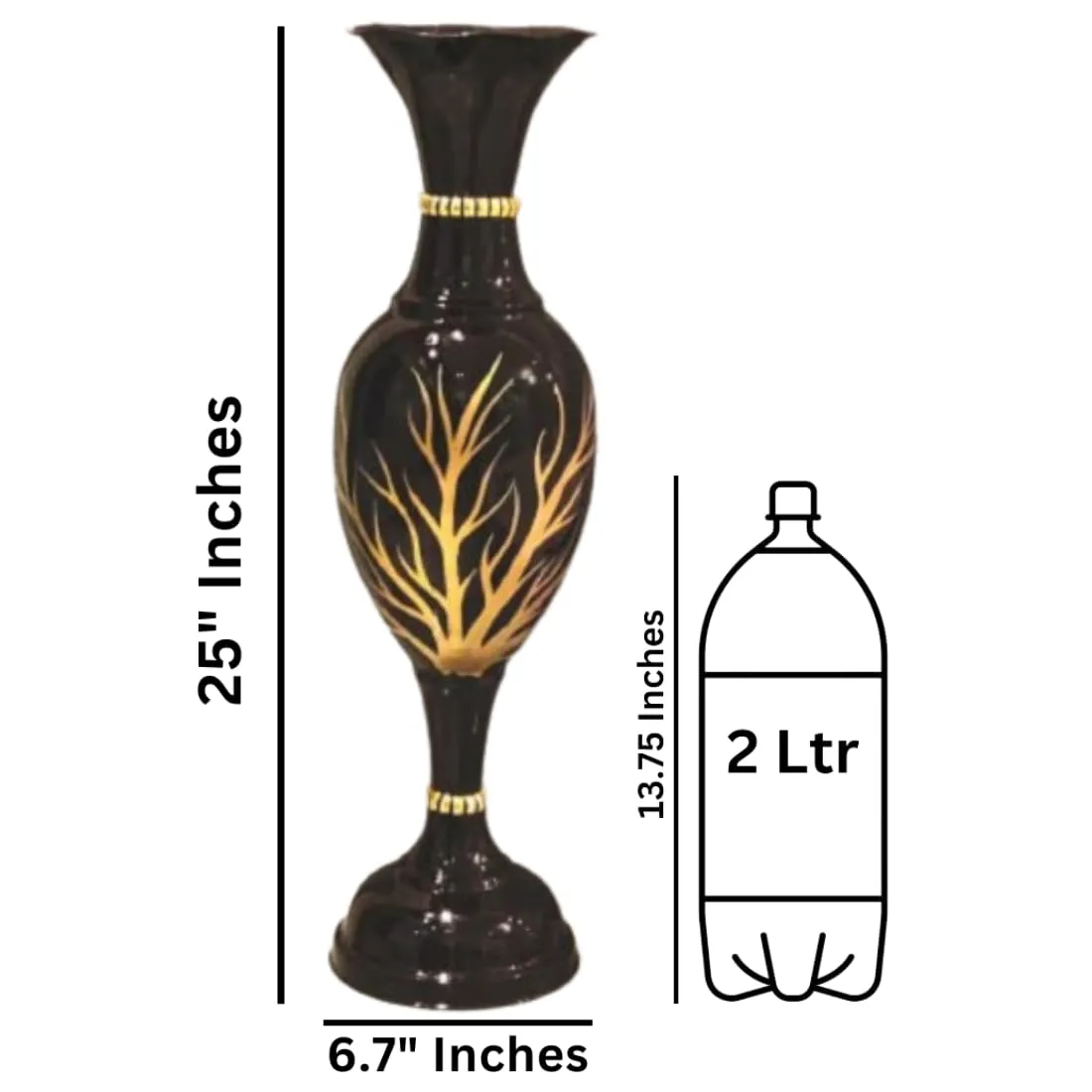 AdiCollar Flower Vase Big Size for Living Room Corner - 25 Inches Long - Black Tree -Pack of 1