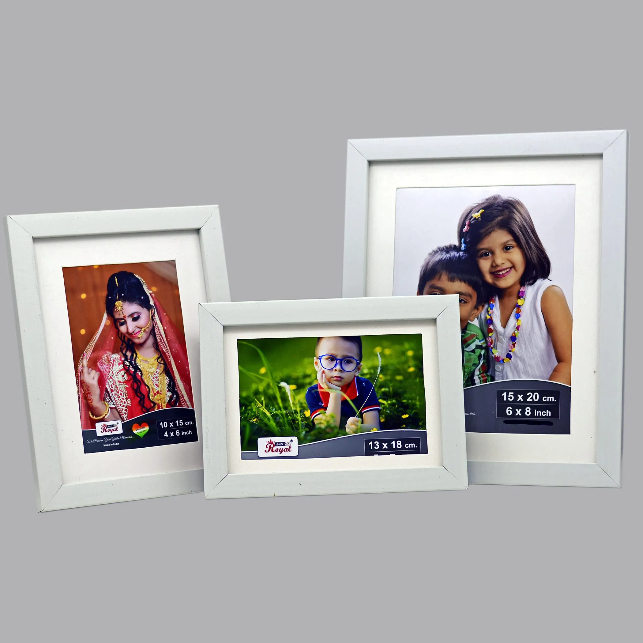 AJANTA ROYAL Set of 3 Photo Frames For Walls Decorations and for Table : A-192C (White)