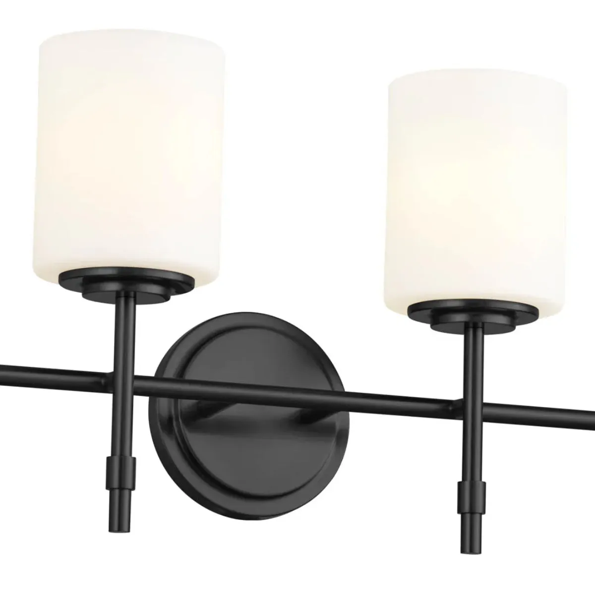 Ali 33 In 4-Lights Bathroom Vanity Light With Satin Etched Cased Opal, Black Finish