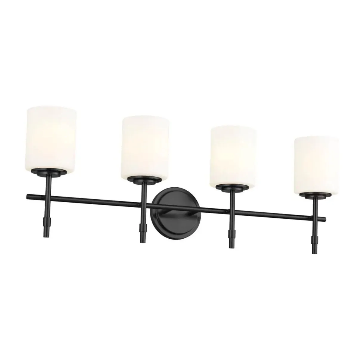 Ali 33 In 4-Lights Bathroom Vanity Light With Satin Etched Cased Opal, Black Finish