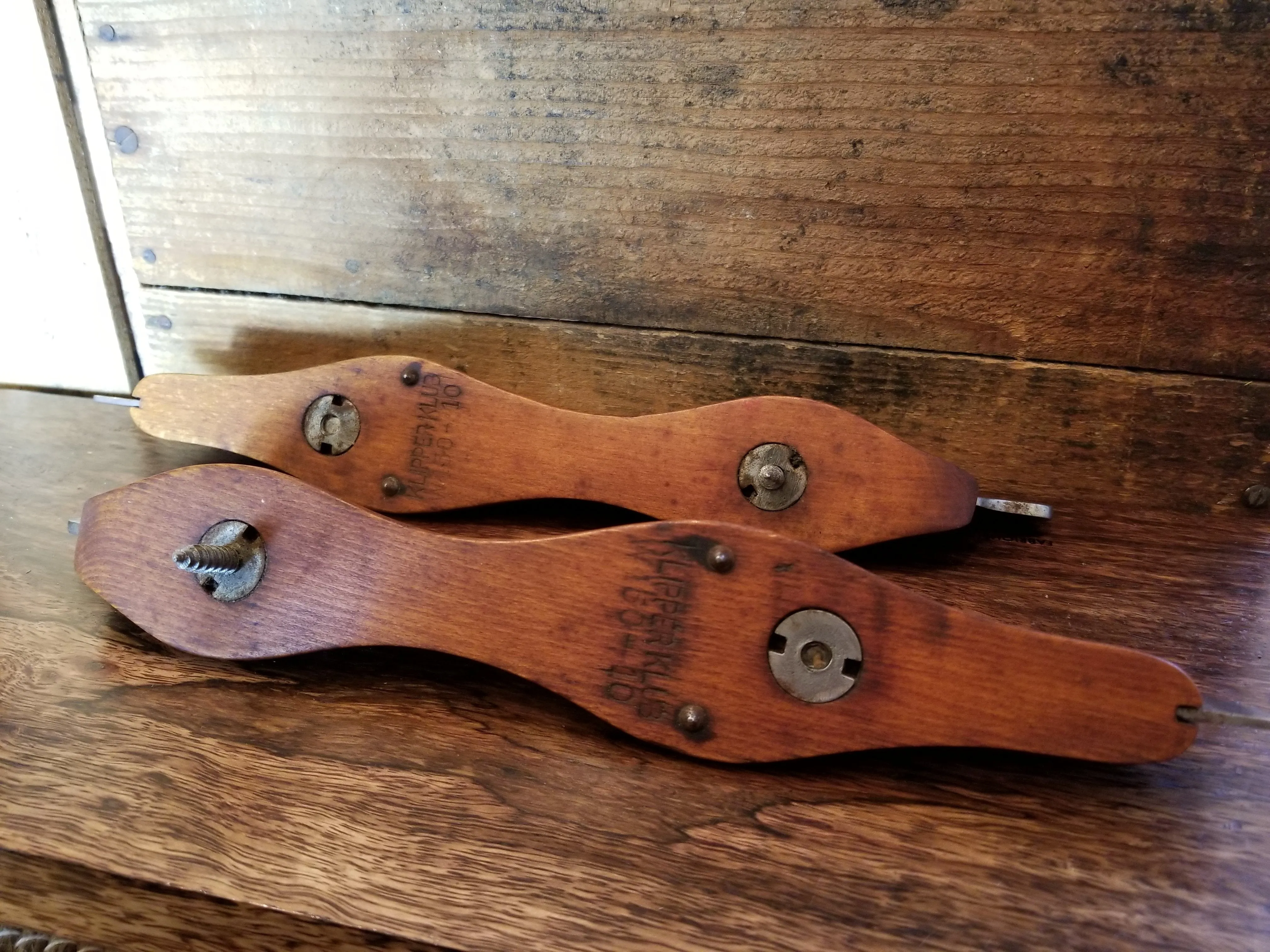 Antique  Klipper Klub Ice Skates - Wood with Cast Steel Blades