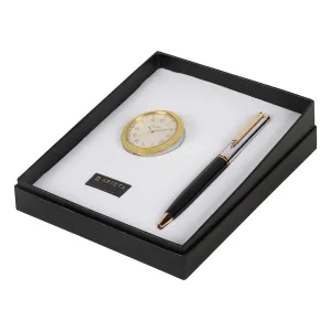 Arista Ballpoint Pen With Gold Chrome Table Clock