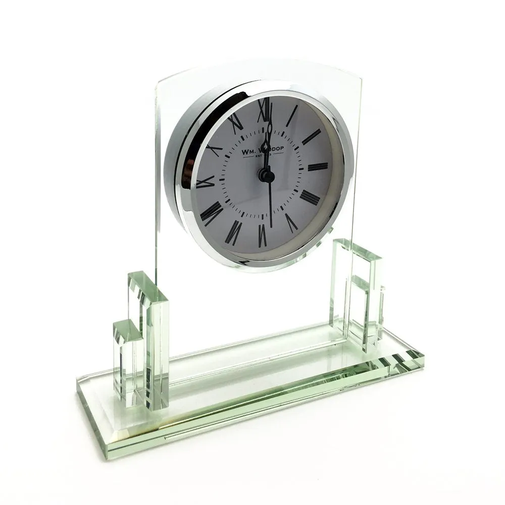 Art Deco Style Square Glass mantle clock