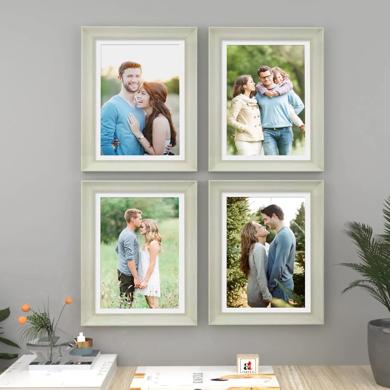 Art Street Picture Frames Set of 4 Wall Mounted Premium 3D Photo Frame Vertical & Horizontal Wall Hanging Individual Collage for Home Décor (Grey, Size 8 x 12 inch)