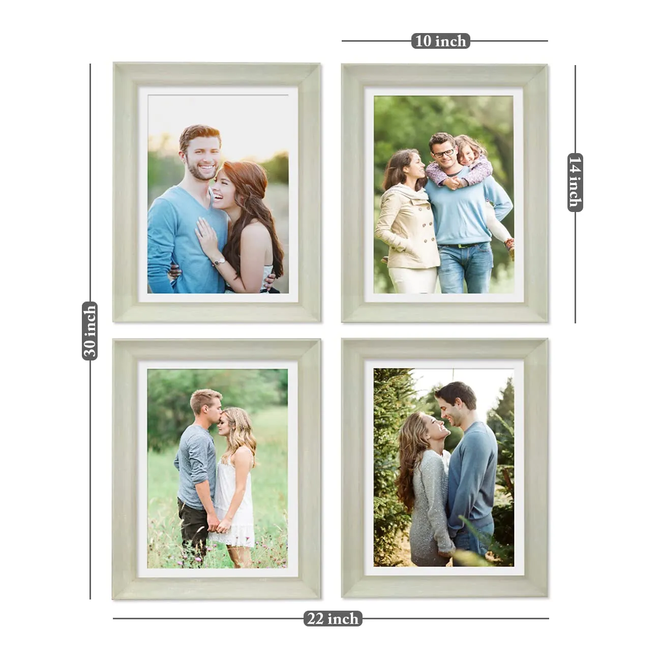 Art Street Picture Frames Set of 4 Wall Mounted Premium 3D Photo Frame Vertical & Horizontal Wall Hanging Individual Collage for Home Décor (Grey, Size 8 x 12 inch)