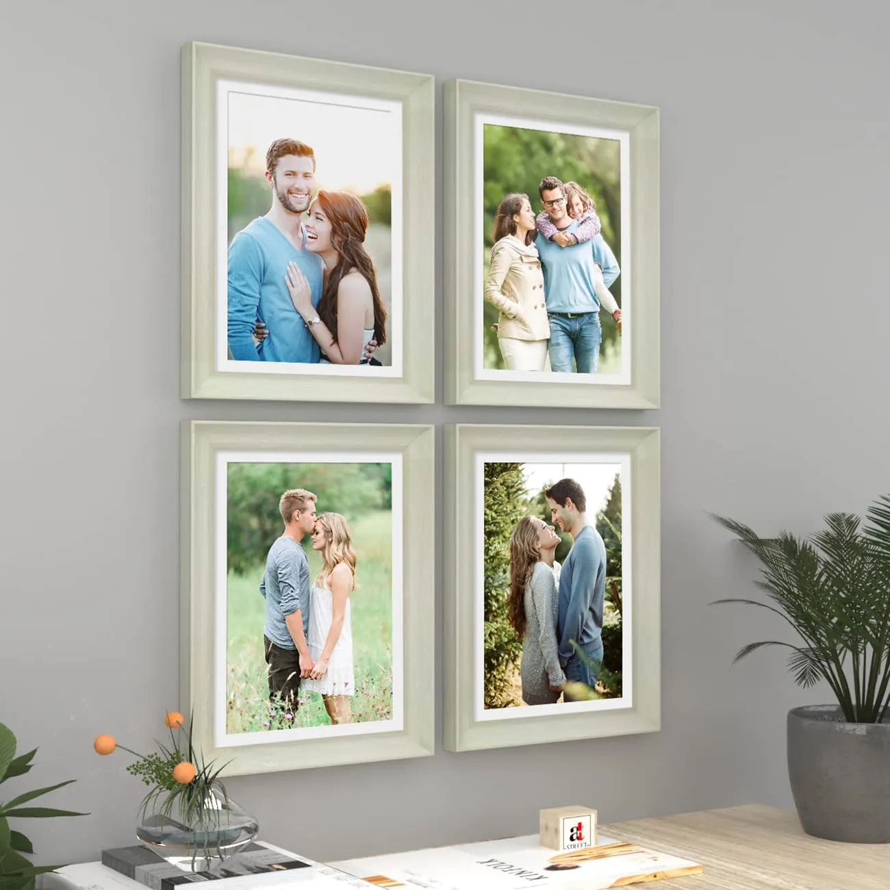 Art Street Picture Frames Set of 4 Wall Mounted Premium 3D Photo Frame Vertical & Horizontal Wall Hanging Individual Collage for Home Décor (Grey, Size 8 x 12 inch)