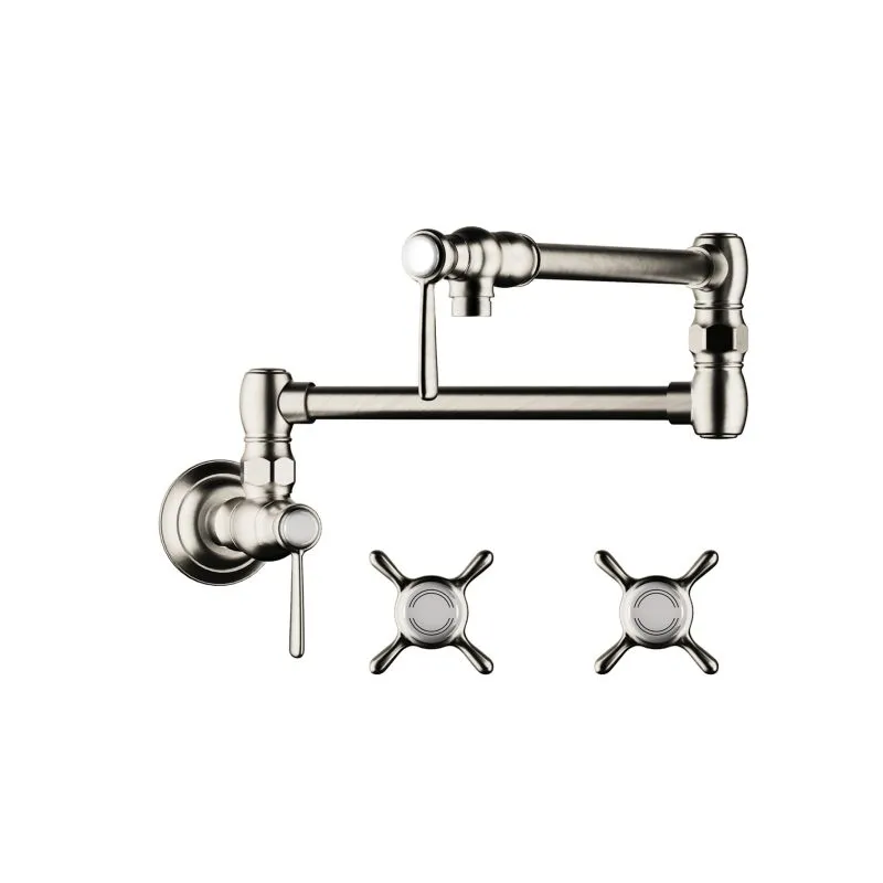 Axor 16859001 Montreux Wall Mounted Double-Jointed Pot Filler with 24-11/16" Spout Reach Includes Cross and Lever Handles in Chrome