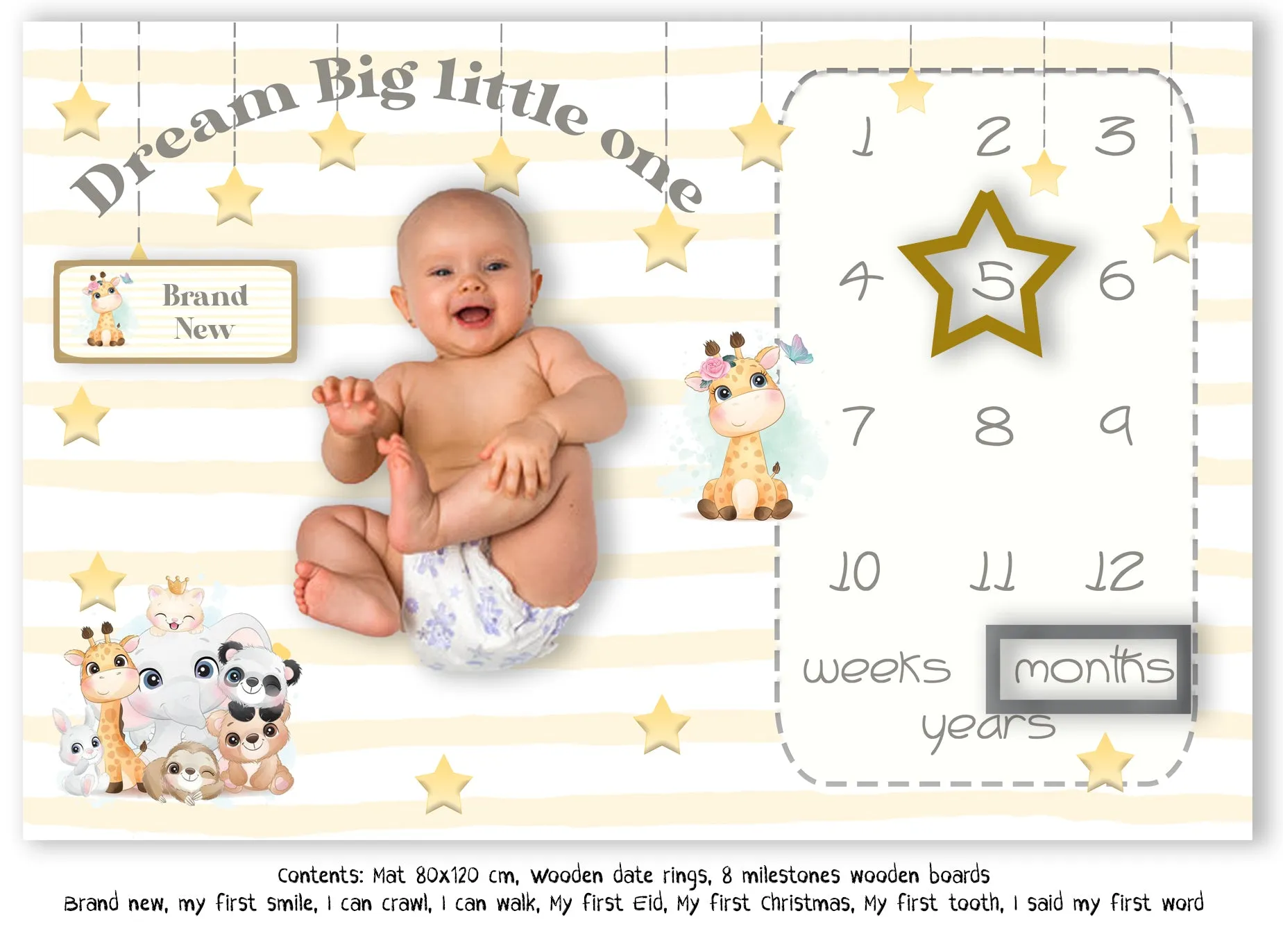 Baby milestone pictures mat set (Animals)