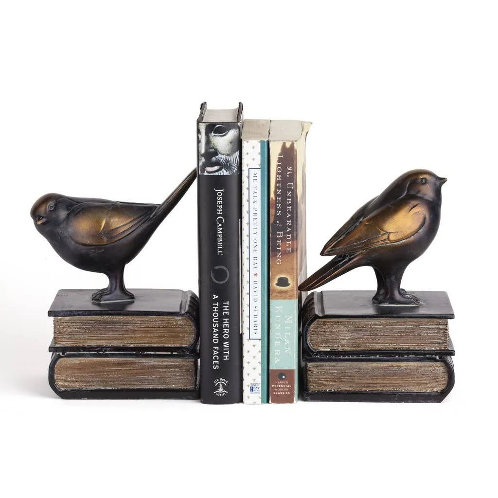 Birds on Books Bookend Set