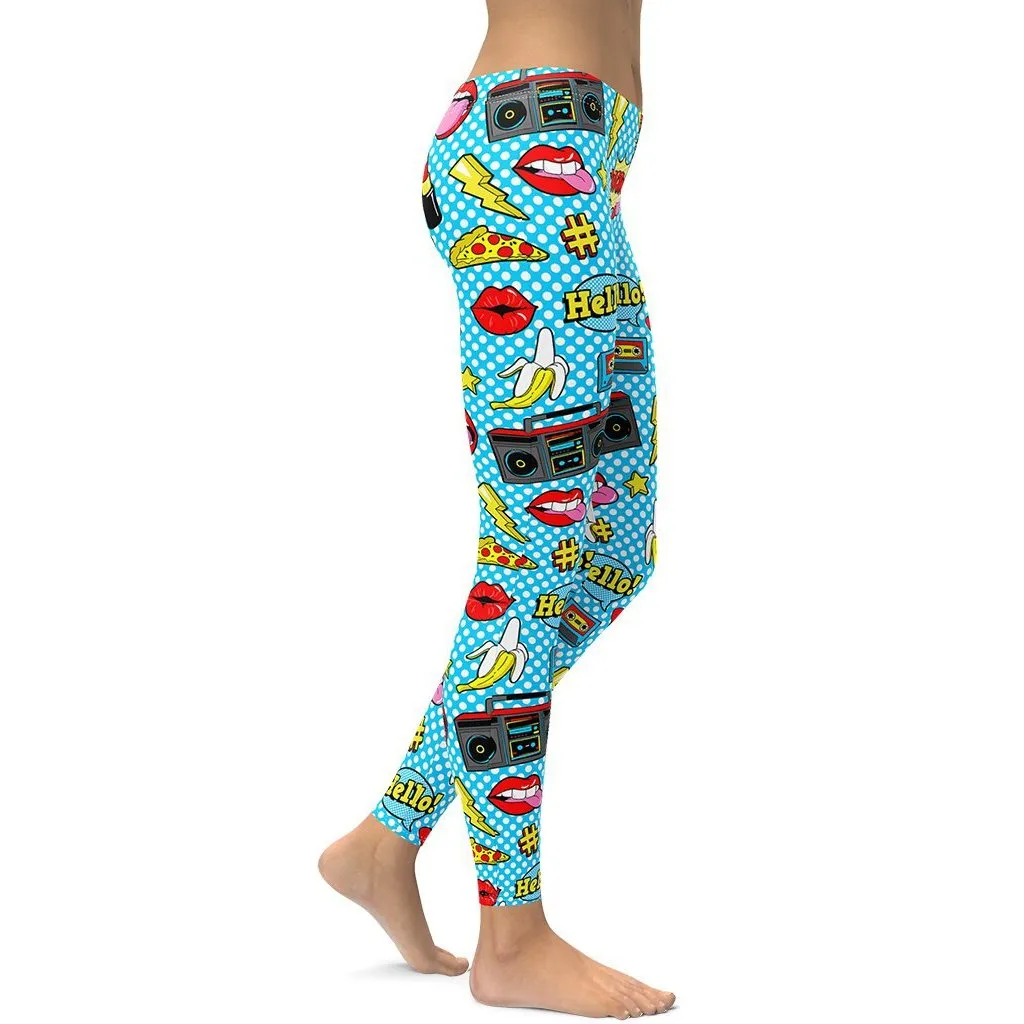 Blue Pop Art Pattern Leggings