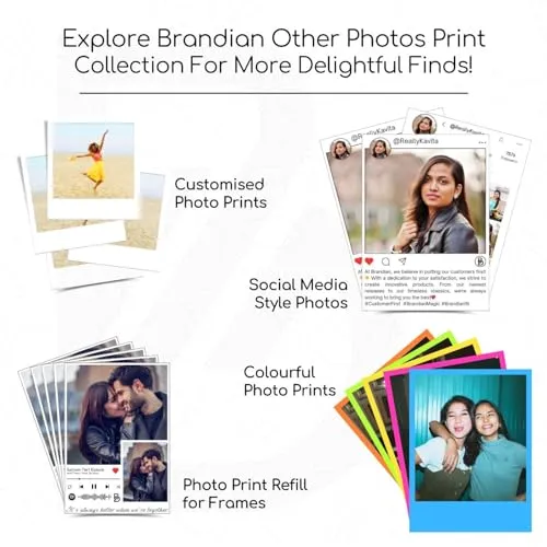 Brandian 24 Customised Photo Strip Prints Customized Photo Art Transform Your Memories into Artwork Add Text & Emoji Gift Multicolour 8 X 3 Inches (Pack of 8 Photo Strips)