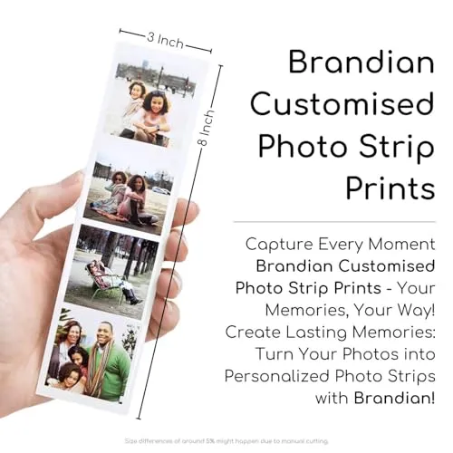 Brandian 24 Customised Photo Strip Prints Customized Photo Art Transform Your Memories into Artwork Add Text & Emoji Gift Multicolour 8 X 3 Inches (Pack of 8 Photo Strips)