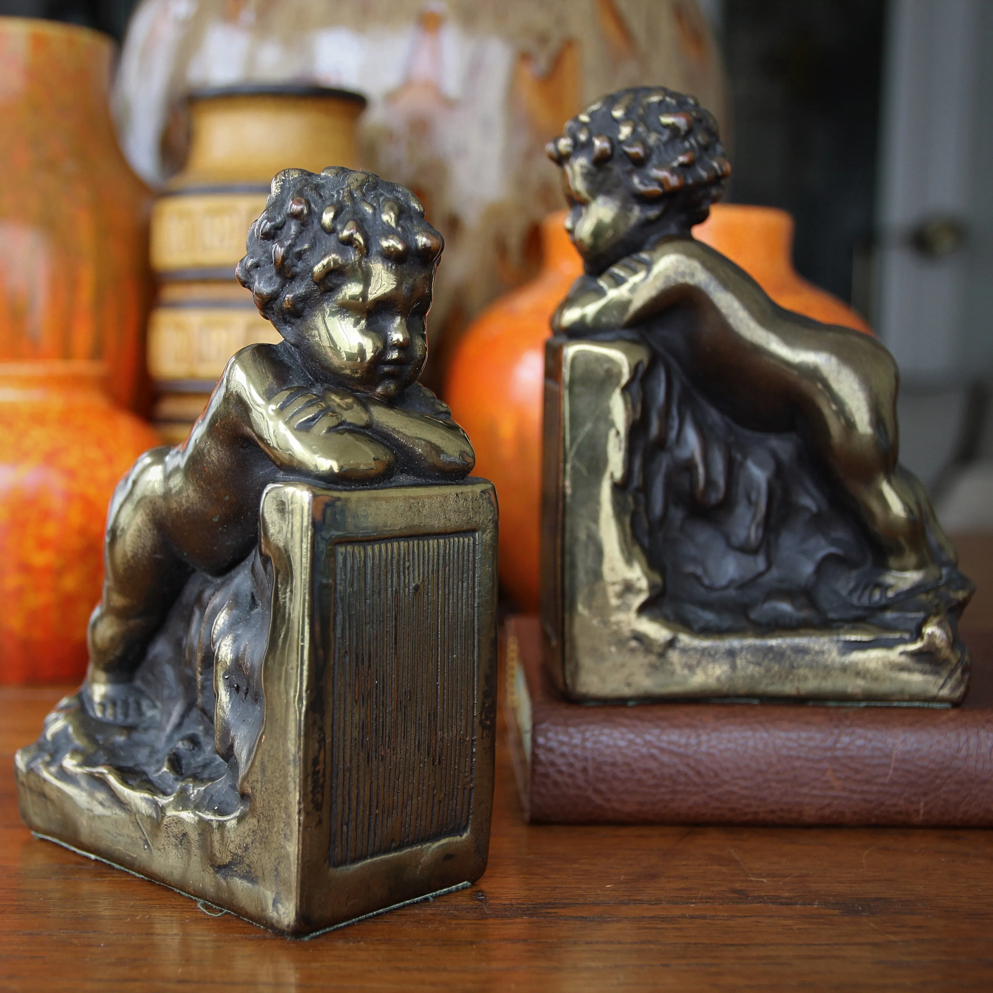 Bronze-Clad Putti Bookends