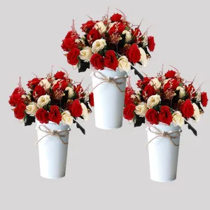 Bulk Sets of 3 Artificial Flower Arrangements in Pots for Wedding Party Wholesale