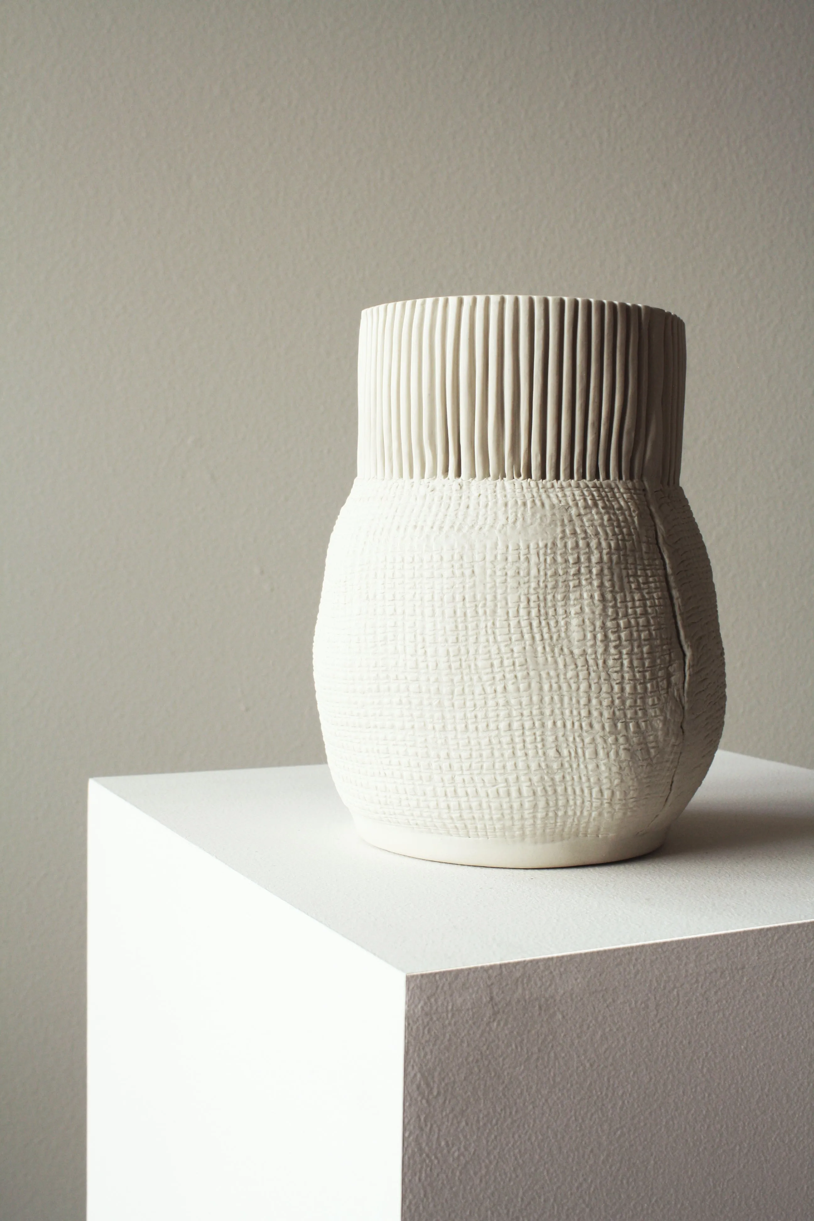 Burlap Textured Ceramic Vase