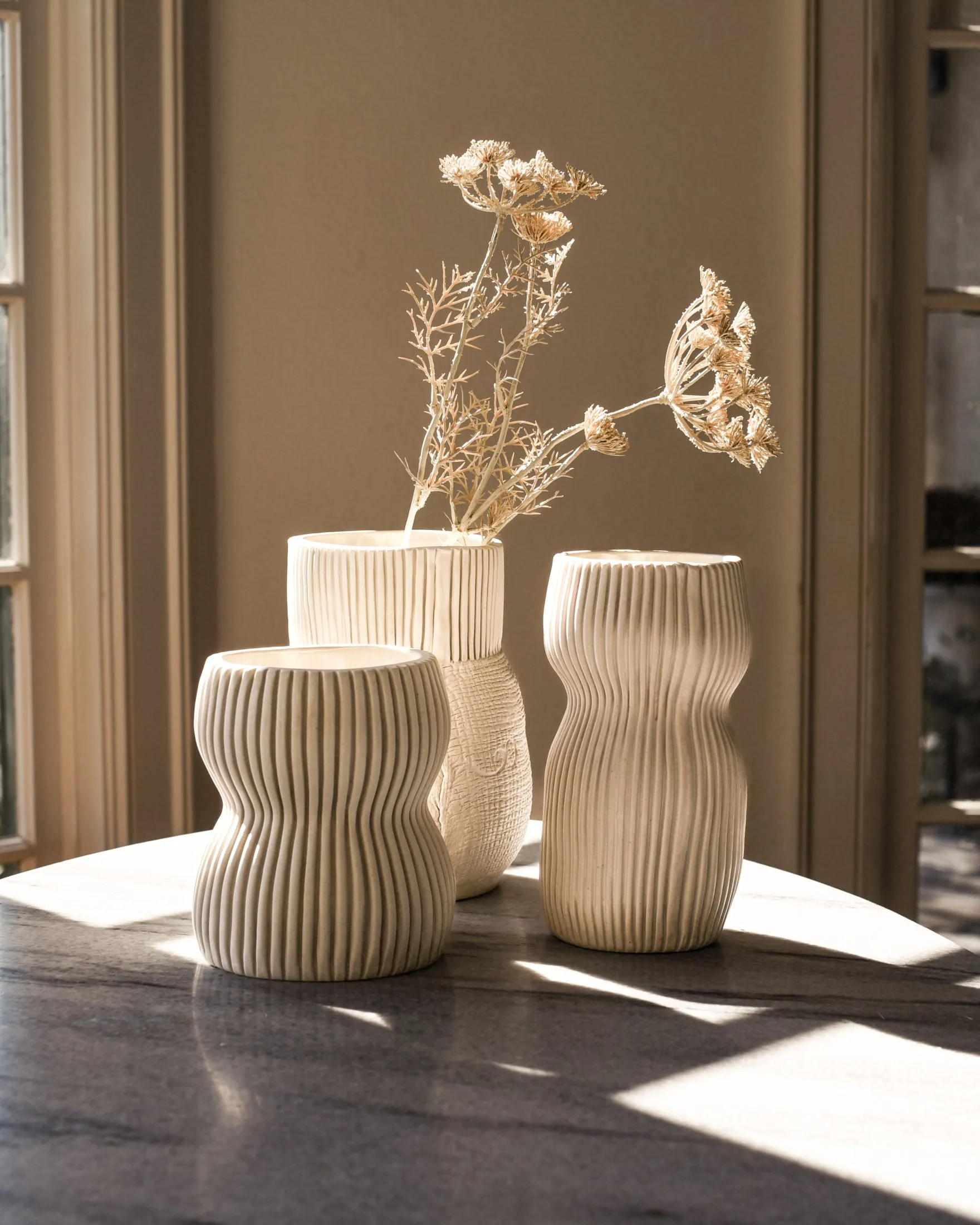 Burlap Textured Ceramic Vase