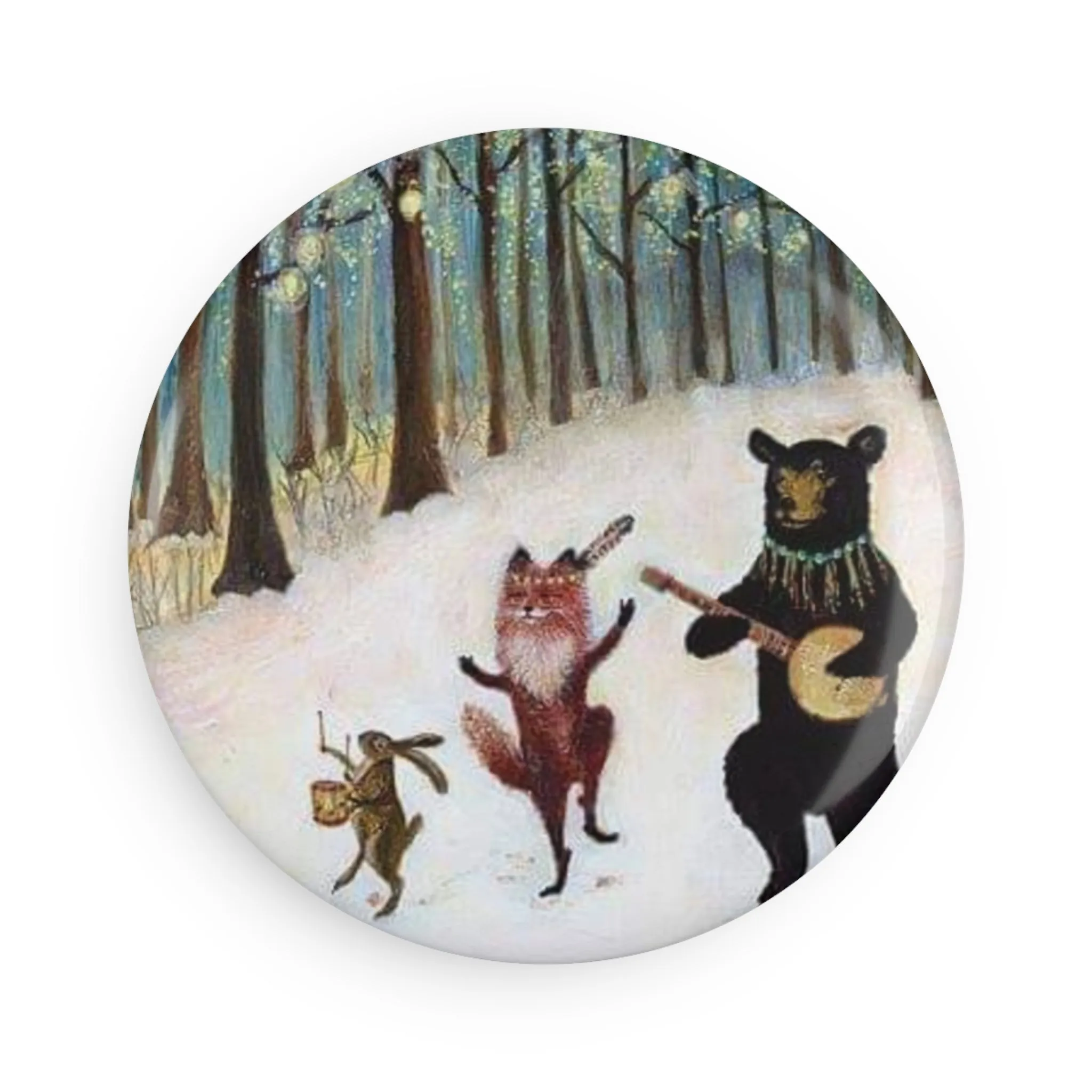 Button Magnet, Round (1 & 10 pcs) Dancee in the forest