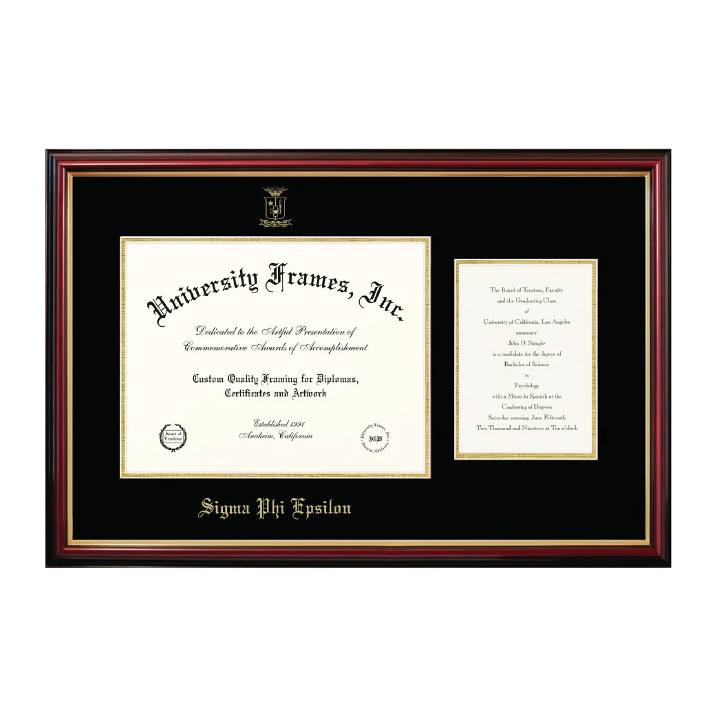 Classic Mahogany SigEp Membership Certificate and Bid Card Frame