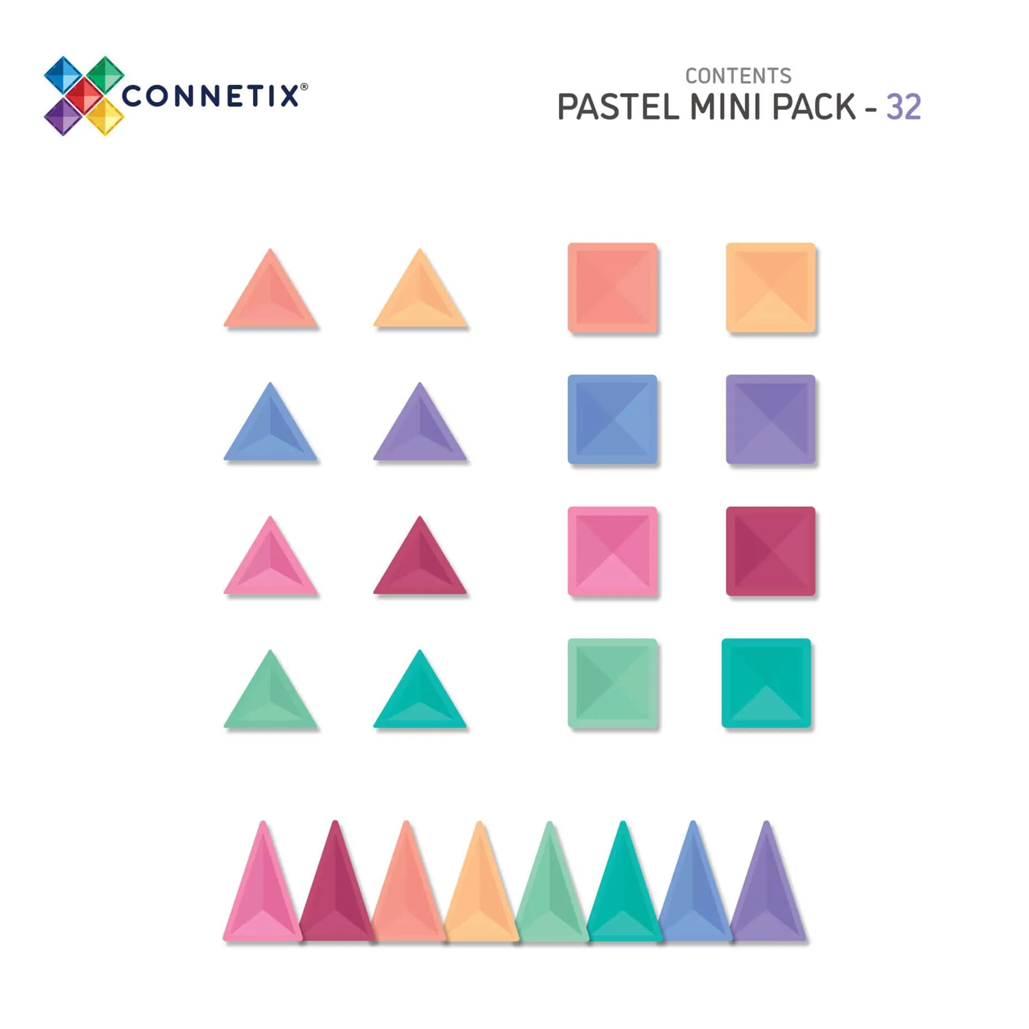 Connetix Tiles - 32 Piece Pastel Mini Pack