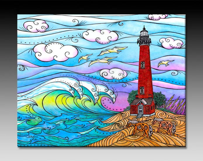 Corolla Waves Lighthouse Ceramic Tile