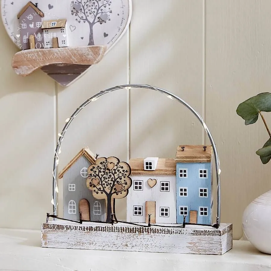 Country Wooden House Scene with LED 20cm