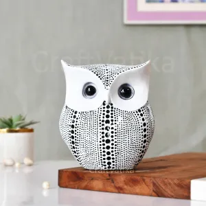 CraftVatika Modern Classy Resin Art Figure White Owl Showpieces for Home Decor Good Luck - Pack of 1 Owl Showpieces for Home Decor