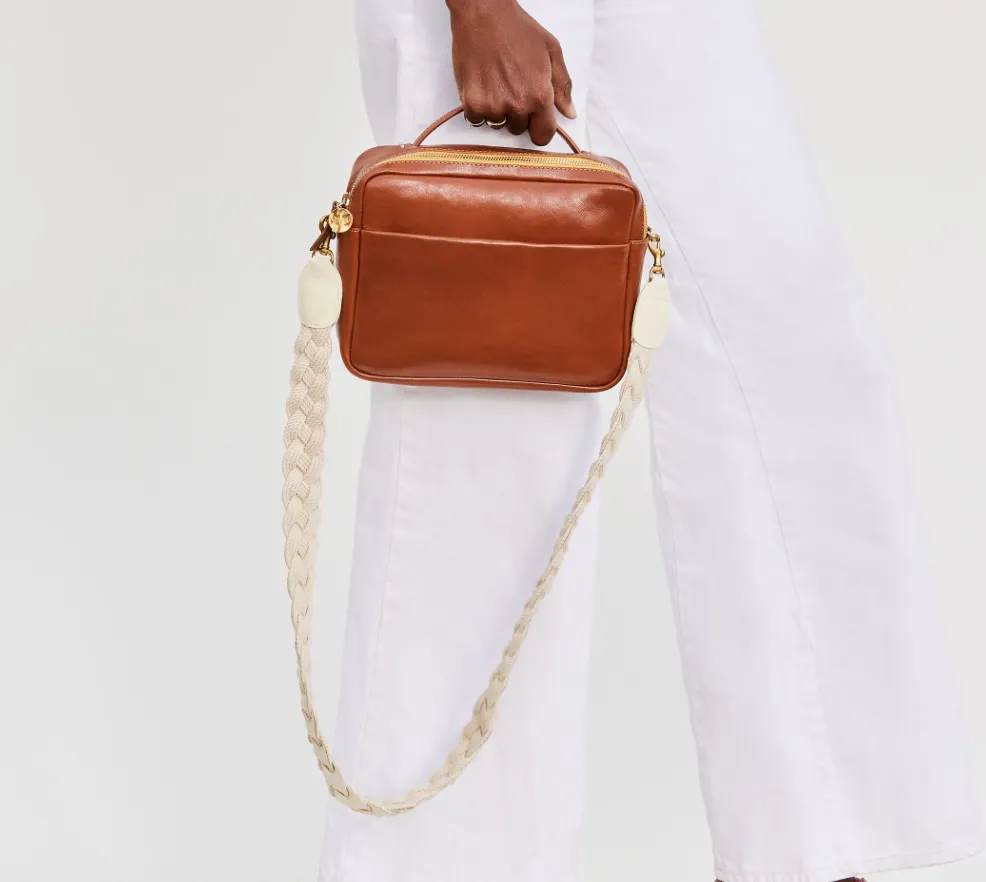 Cream Braided Crossbody Strap