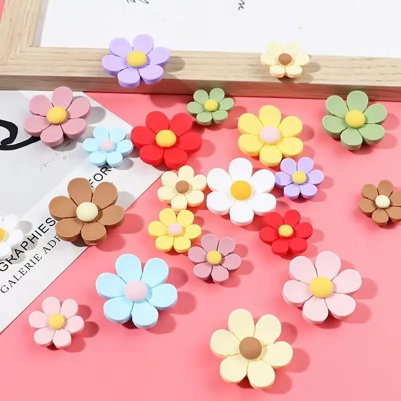 Cute Flower Fridge Magnet (20pcs, 4 Colors, 1 Big, 2 Medium, 2 Small) - Magnets for Fridge, kalimbas, lockers, School, Work.. (Pink/Khaki/Beige/Dark Pink) Set C