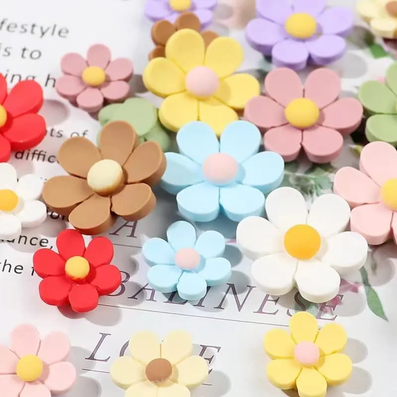 Cute Flower Fridge Magnet (20pcs, 4 Colors, 1 Big, 2 Medium, 2 Small) - Magnets for Fridge, kalimbas, lockers, School, Work.. (Pink/Khaki/Beige/Dark Pink) Set C