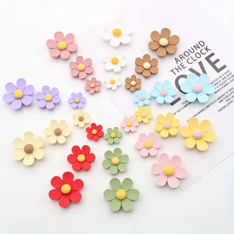 Cute Flower Fridge Magnet (20pcs, 4 Colors, 1 Big, 2 Medium, 2 Small) - Magnets for Fridge, kalimbas, lockers, School, Work.. (Pink/Khaki/Beige/Dark Pink) Set C