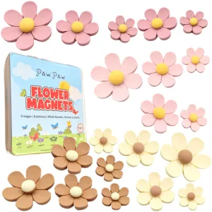 Cute Flower Fridge Magnet (20pcs, 4 Colors, 1 Big, 2 Medium, 2 Small) - Magnets for Fridge, kalimbas, lockers, School, Work.. (Pink/Khaki/Beige/Dark Pink) Set C