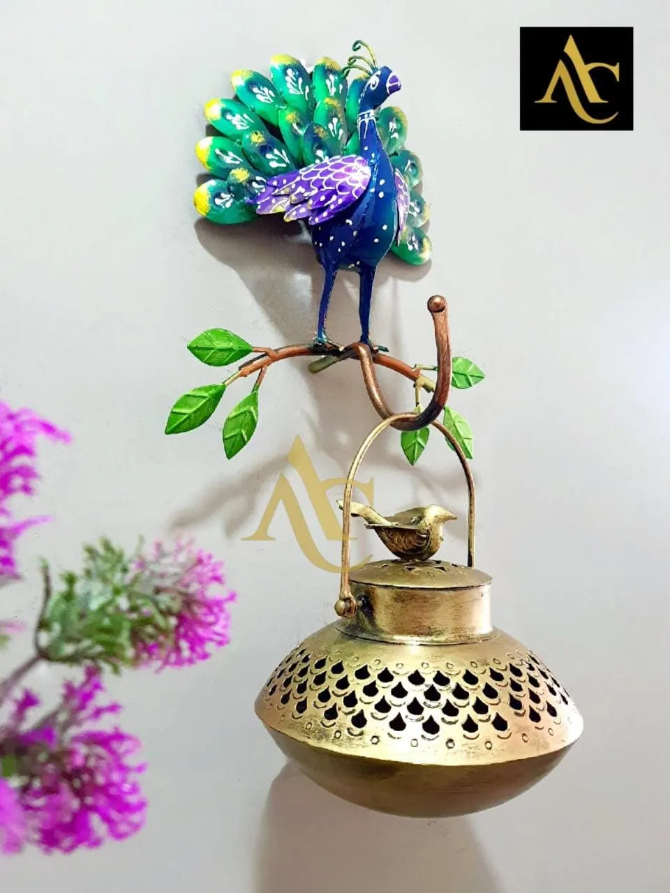 Dancing Peacock Wall Art with Metal Diffuser -GRIH001MWD