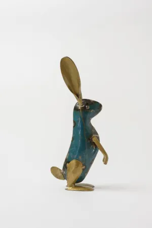 De kulture handcrafted recycled iron gold bunny sitting decorative collectible figurine showpiece beautify home office holiday décor| ideal for garden balcony terrace decoration, 4x1.9x8.8 (LWH) inches