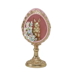 December Diamonds Spring Confections 8" Pink Egg With Gold Bunny Inside