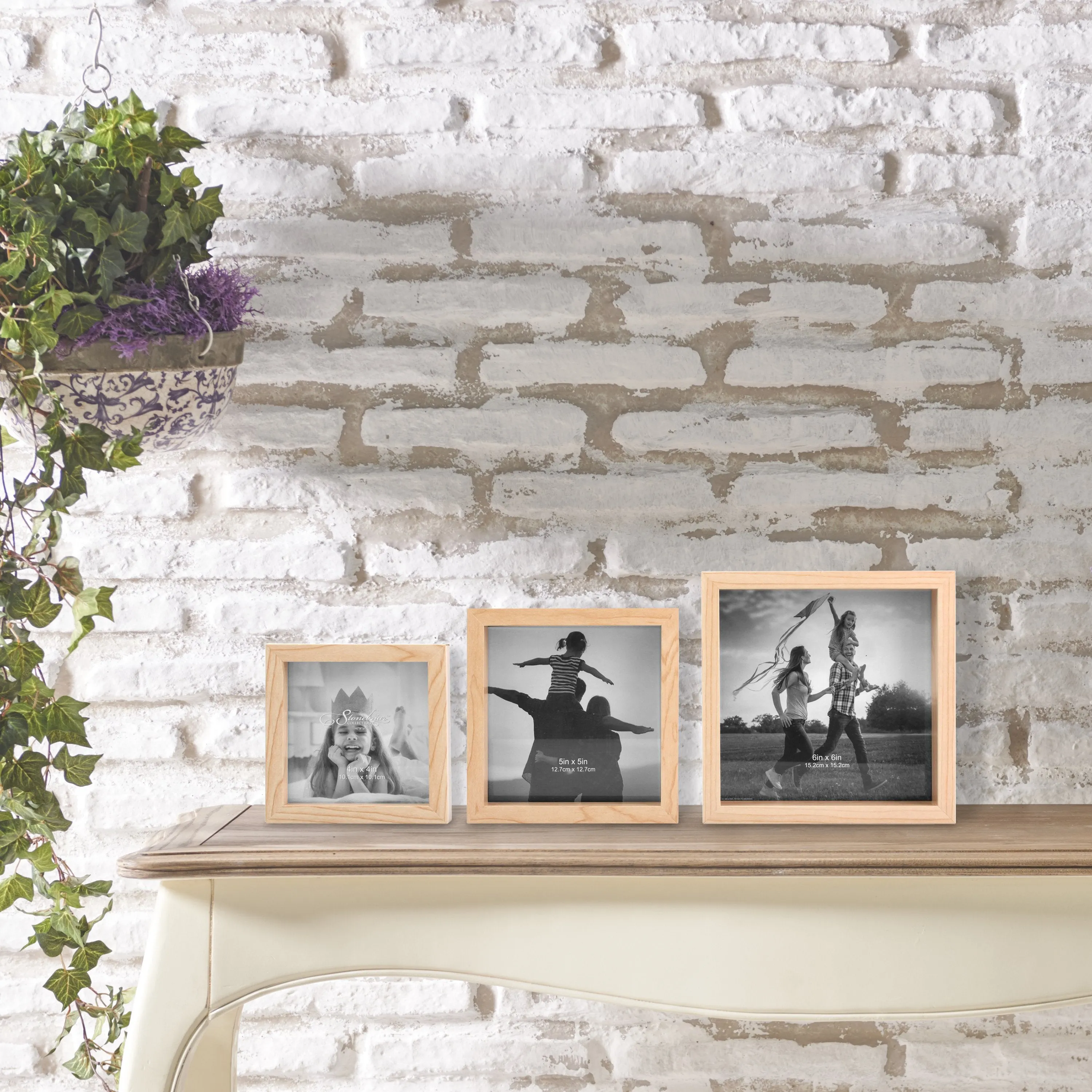 Decorative Square Wall Mounted Gallery Frames, Wood, Blond (Set of 3) (WS)