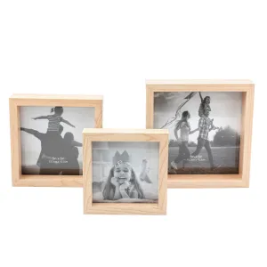 Decorative Square Wall Mounted Gallery Frames, Wood, Blond (Set of 3) (WS)